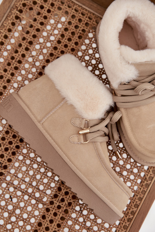 sniega apavi SieviešuIeslēgtsturalnego zamšādasu D.Franklin DFSH375006 Ziloņkaula krāsas