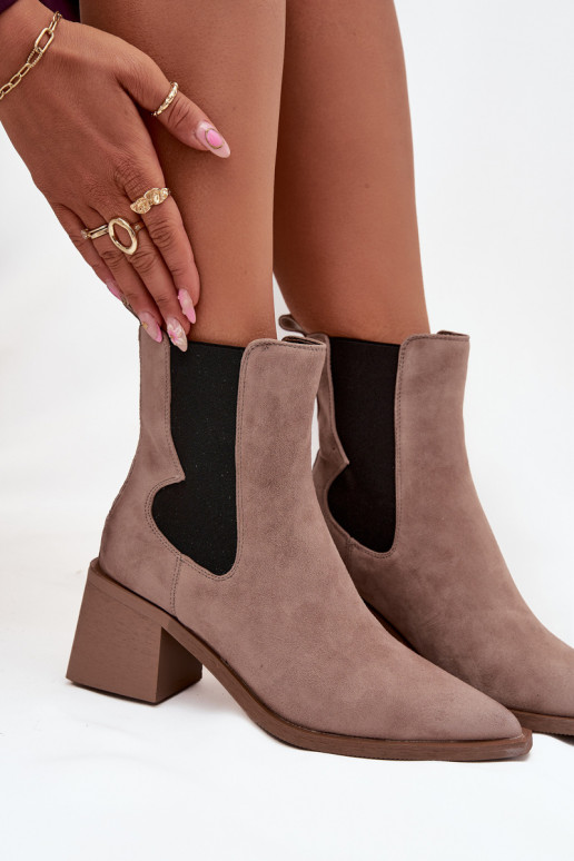 Ādas zamšādas zābaki ar siltinājumu iekšpusē Artiker 57C0045 smilšu krāsā