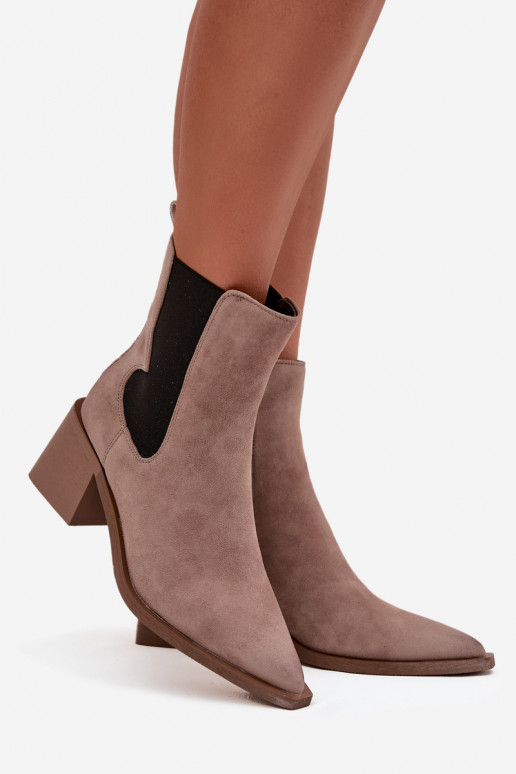 Ādas zamšādas zābaki ar siltinājumu iekšpusē Artiker 57C0045 smilšu krāsā