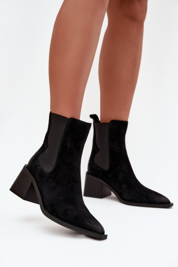 Ādas zamšādas zābaki ar siltinājumu iekšpusē Artiker 57C0049 melnā krāsā