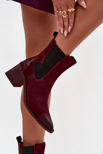 Ādas zamšādas zābaki ar siltinājumu iekšpusē Artiker 57C0048 bordo krāsā 2