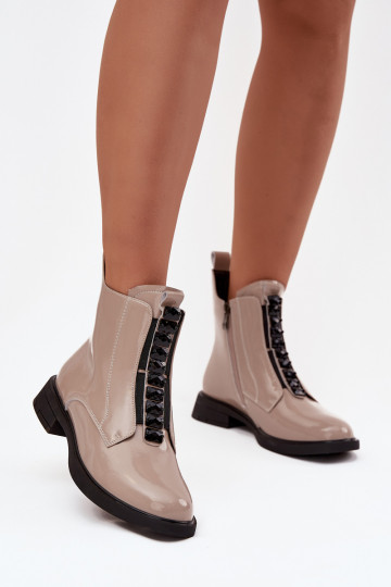 Sieviešu zābaki no dabīgās ādas ar lakota efekta D&A MR52-108 smilšu krāsā