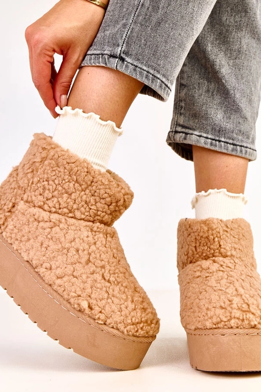 Gaiši brūni sniega zābaki ar aitu...