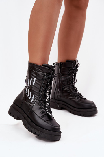 Sašņorējiet sniega zābakus Vinceza 23-34586 melnas krāsas 2