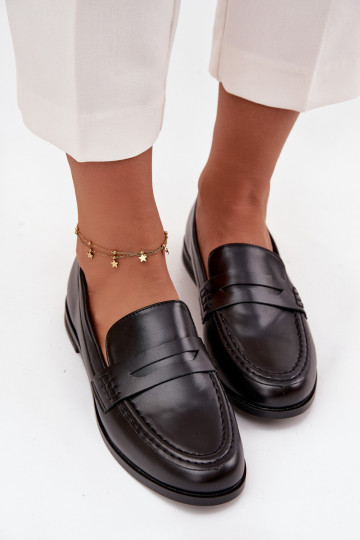 Mokasīni Mokasīni Sieviešu no eko ādas melnas krāsas Bessina