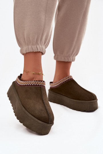 sniega apavi Sieviešu Ar greznu Haftem haki krāsas Jenira