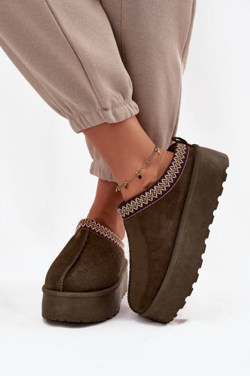 sniega apavi Sieviešu Ar greznu Haftem haki krāsas Jenira 2