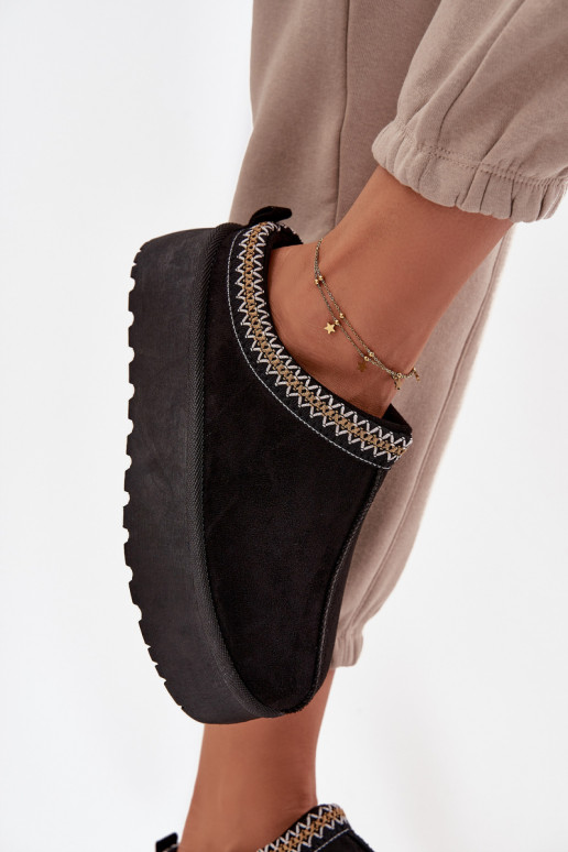 sniega apavi Sieviešu Ar greznu Haftem melnas krāsas Jenira