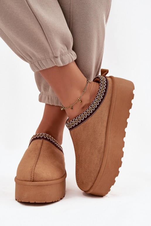 sniega apavi Sieviešu Ar greznu Haftem brūnas krāsas Jenira