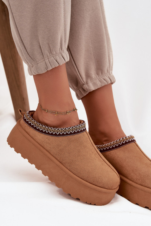 sniega apavi Sieviešu Ar greznu Haftem brūnas krāsas Jenira