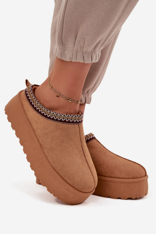 sniega apavi Sieviešu Ar greznu Haftem brūnas krāsas Jenira