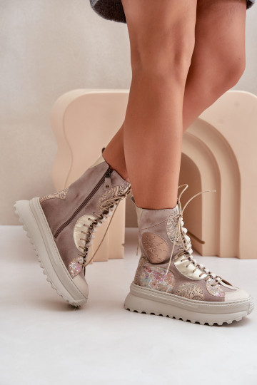 Āda Zamšādas kurpes ar platformu siltināti Tā irciejka 06565-04 smilšu krāsas