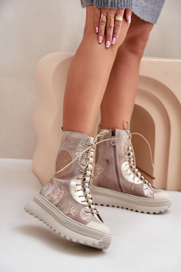 Āda Zamšādas kurpes ar platformu siltināti Tā irciejka 06565-04 smilšu krāsas 2