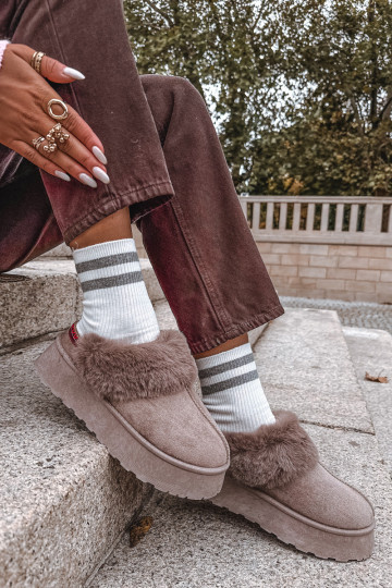 sniega apavi Sieviešu ar platformu ar kažokādu I Haftem smilšu krāsas Querina