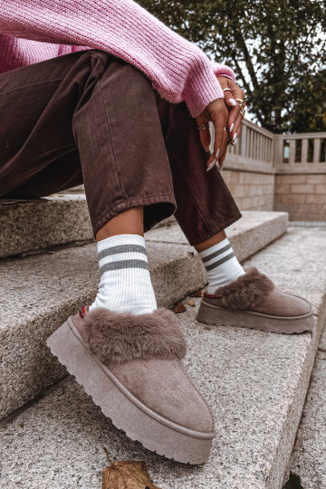 sniega apavi Sieviešu ar platformu ar kažokādu I Haftem smilšu krāsas Querina 2