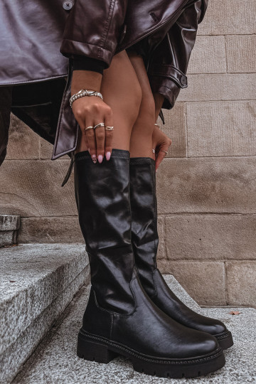 sieviešu garie zābaki no eko ādas melnas krāsas Oceana