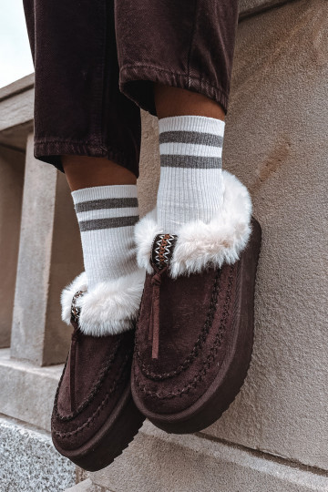 sniega apavi Sieviešu ar kažokādu ar platformu CzekoladoIne Rosmira