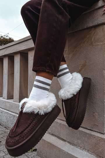 sniega apavi Sieviešu ar kažokādu ar platformu CzekoladoIne Rosmira 2