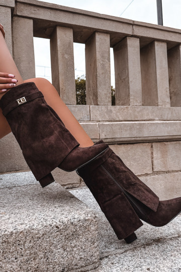 siltināti Sieviešu puszābaki ar dekorētiem papēžiem CzekoladoIne Luvielle