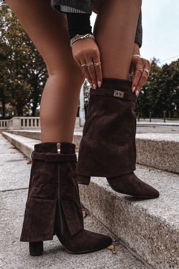 siltināti Sieviešu puszābaki ar dekorētiem papēžiem CzekoladoIne Luvielle 2