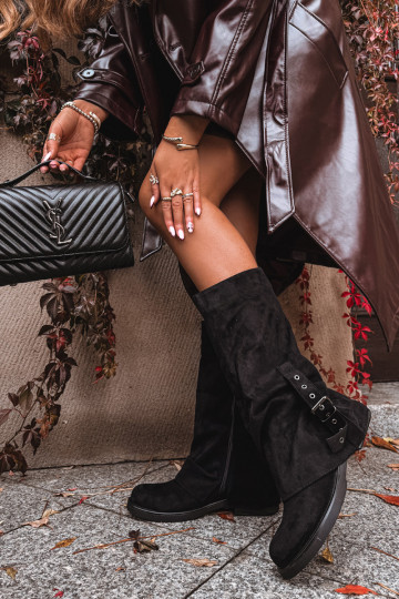 sieviešu garie zābaki Ar savilktu augšdaļu I ar sprādzēm melnas krāsas Ophelis 2