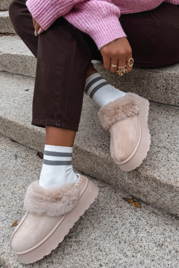 sniega apavi Sieviešu ar platformu ar kažokādu I Haftem smilšu krāsas Querina