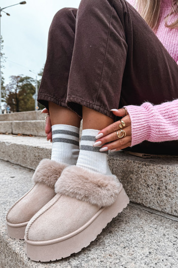 sniega apavi Sieviešu ar platformu ar kažokādu I Haftem smilšu krāsas Querina 2