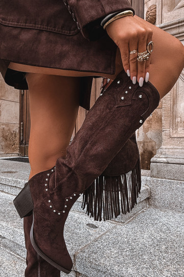 Sieviešu garie zābaki Kovboju zābaki Ar Dekorāciju ar papēdi CzekoladoIne Darella 2