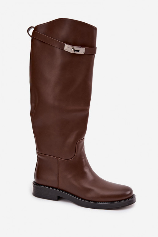 sieviešu garie zābaki ar dekorētiem papēžiem Eko Āda CzekoladoIne Palisse