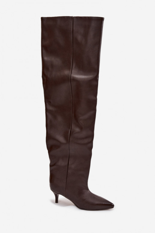 Iespraužami sieviešu augstie zābaki ar plāniem papēžiem šokolādes krāsā Ysolienne