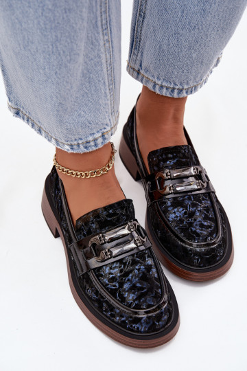 Āda Zamšādas mokasīni Sieviešu Ar greznu Detalem D&A MR52-178 melnas krāsas