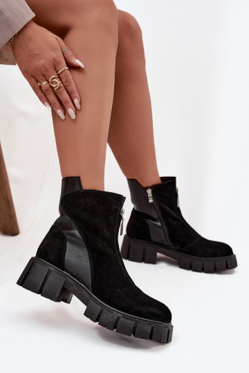 Sieviešu puszābakiIeslēgtsturalnego zamšādasu siltināti D&A JC52-874 melnas krāsas