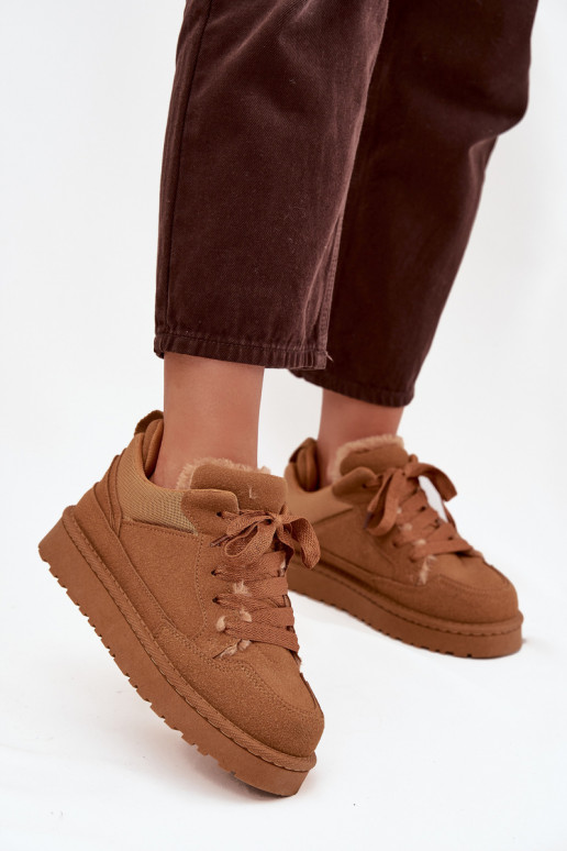 Sneakers modeļa apavi Sieviešu siltināti ar kažokādu brūnas krāsas Cyrissa Sneakers modeļa apavi Sieviešu siltināti ar kažokādu brūnas krāsas Cyrissa