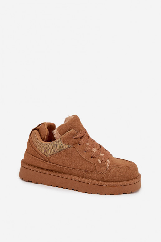 Sneakers modeļa apavi Sieviešu siltināti ar kažokādu brūnas krāsas Cyrissa Sneakers modeļa apavi Sieviešu siltināti ar kažokādu brūnas krāsas Cyrissa