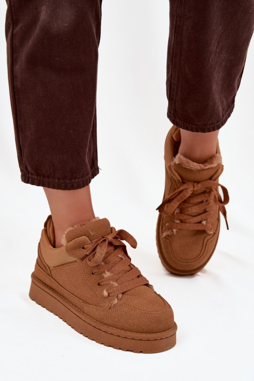 Sneakers modeļa apavi Sieviešu siltināti ar kažokādu brūnas krāsas Cyrissa Sneakers modeļa apavi Sieviešu siltināti ar kažokādu brūnas krāsas Cyrissa