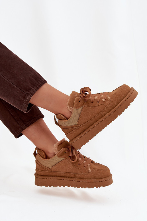 Sneakers modeļa apavi Sieviešu siltināti ar kažokādu brūnas krāsas Cyrissa Sneakers modeļa apavi Sieviešu siltināti ar kažokādu brūnas krāsas Cyrissa
