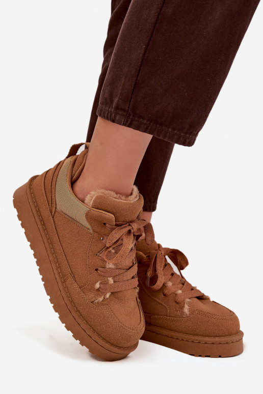 Sneakers modeļa apavi Sieviešu siltināti ar kažokādu brūnas krāsas Cyrissa Sneakers modeļa apavi Sieviešu siltināti ar kažokādu brūnas krāsas Cyrissa