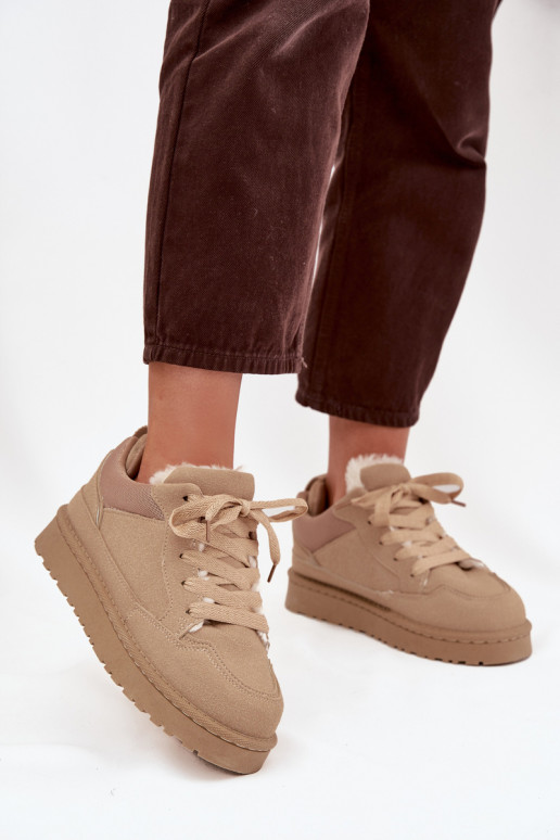 Sneakers modeļa apavi Sieviešu siltināti ar kažokādu smilšu krāsas Cyrissa Sneakers modeļa apavi Sieviešu siltināti ar kažokādu smilšu krāsas Cyrissa