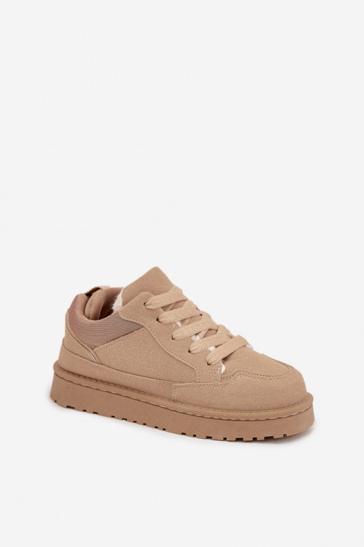 Sneakers modeļa apavi Sieviešu siltināti ar kažokādu smilšu krāsas Cyrissa Sneakers modeļa apavi Sieviešu siltināti ar kažokādu smilšu krāsas Cyrissa
