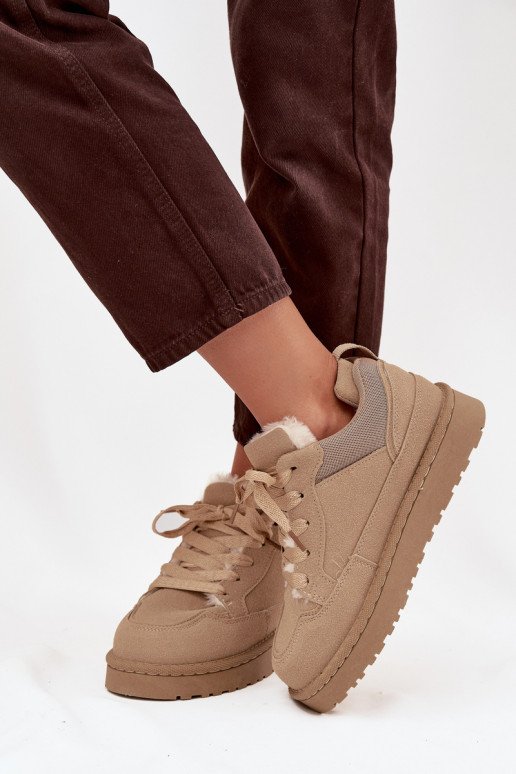 Sneakers modeļa apavi Sieviešu siltināti ar kažokādu smilšu krāsas Cyrissa Sneakers modeļa apavi Sieviešu siltināti ar kažokādu smilšu krāsas Cyrissa