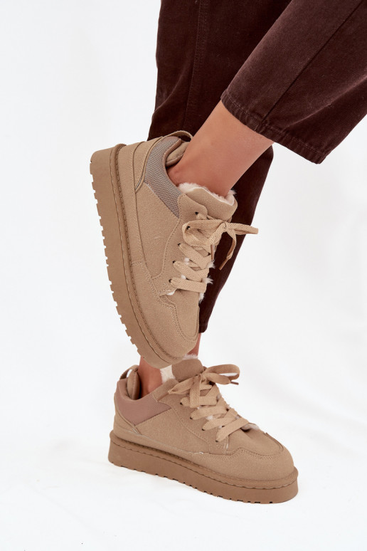 Sneakers modeļa apavi Sieviešu siltināti ar kažokādu smilšu krāsas Cyrissa Sneakers modeļa apavi Sieviešu siltināti ar kažokādu smilšu krāsas Cyrissa