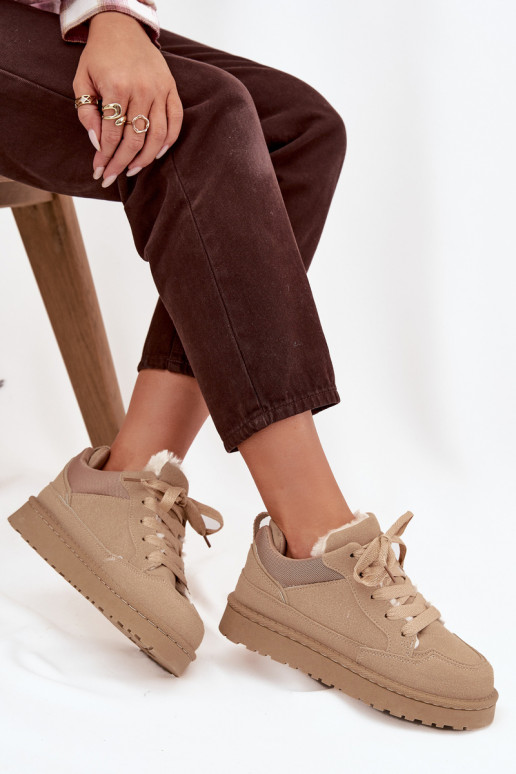 Sneakers modeļa apavi Sieviešu siltināti ar kažokādu smilšu krāsas Cyrissa Sneakers modeļa apavi Sieviešu siltināti ar kažokādu smilšu krāsas Cyrissa