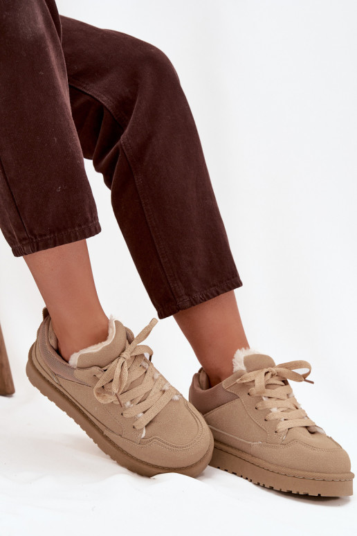 Sneakers modeļa apavi Sieviešu siltināti ar kažokādu smilšu krāsas Cyrissa Sneakers modeļa apavi Sieviešu siltināti ar kažokādu smilšu krāsas Cyrissa