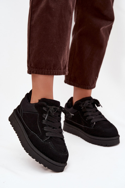 Sneakers modeļa apavi Sieviešu siltināti ar kažokādu melnas krāsas Cyrissa Sneakers modeļa apavi Sieviešu siltināti ar kažokādu melnas krāsas Cyrissa