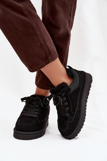 Sneakers modeļa apavi Sieviešu siltināti ar kažokādu melnas krāsas Cyrissa 2