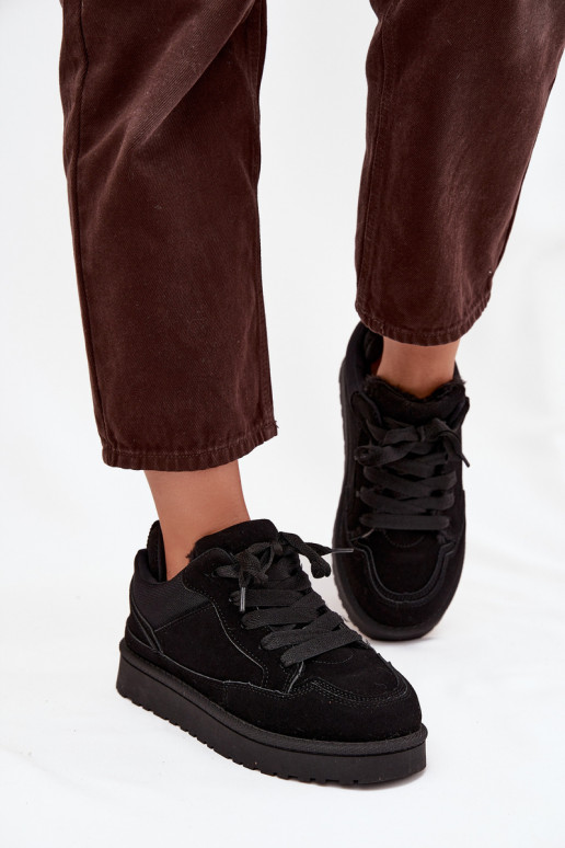 Sneakers modeļa apavi Sieviešu siltināti ar kažokādu melnas krāsas Cyrissa Sneakers modeļa apavi Sieviešu siltināti ar kažokādu melnas krāsas Cyrissa