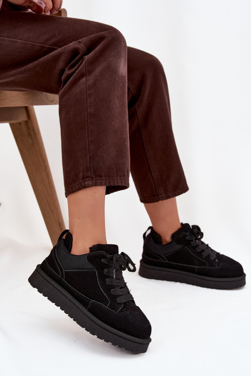 Sneakers modeļa apavi Sieviešu siltināti ar kažokādu melnas krāsas Cyrissa Sneakers modeļa apavi Sieviešu siltināti ar kažokādu melnas krāsas Cyrissa