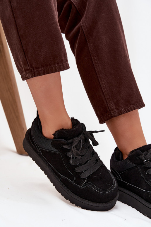 Sneakers modeļa apavi Sieviešu siltināti ar kažokādu melnas krāsas Cyrissa Sneakers modeļa apavi Sieviešu siltināti ar kažokādu melnas krāsas Cyrissa