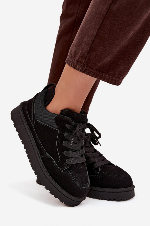 Sneakers modeļa apavi Sieviešu siltināti ar kažokādu melnas krāsas Cyrissa Sneakers modeļa apavi Sieviešu siltināti ar kažokādu melnas krāsas Cyrissa
