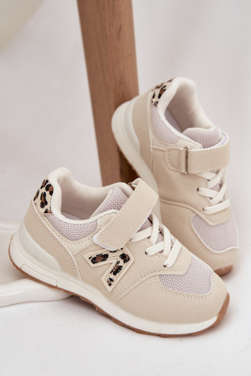 sporta apavi Sneakers modeļa apavi Bērnu apavi ar lipīgām aizdarēm smilšu krāsas Galisse